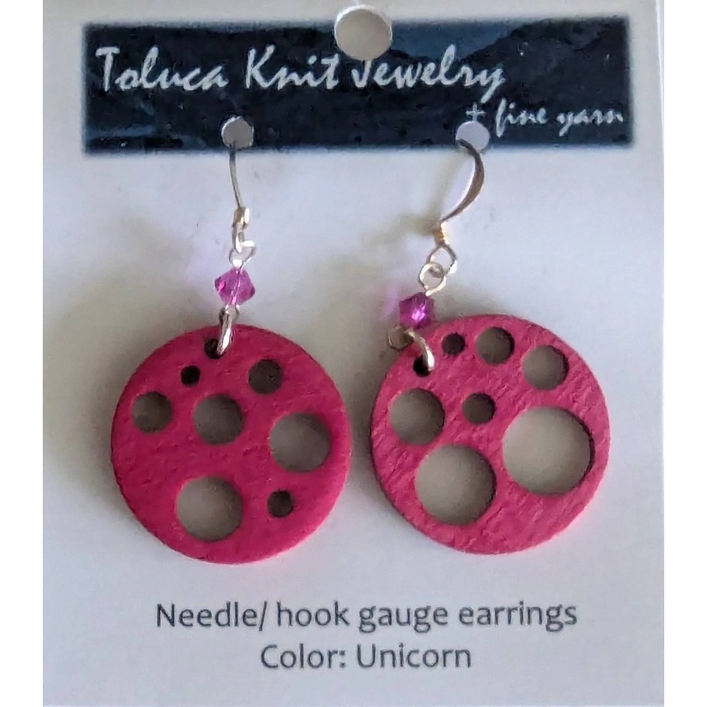 Toluca Knit Jewelry Needle Hook Gauge Earrings‎ Unicorn Purple Wood